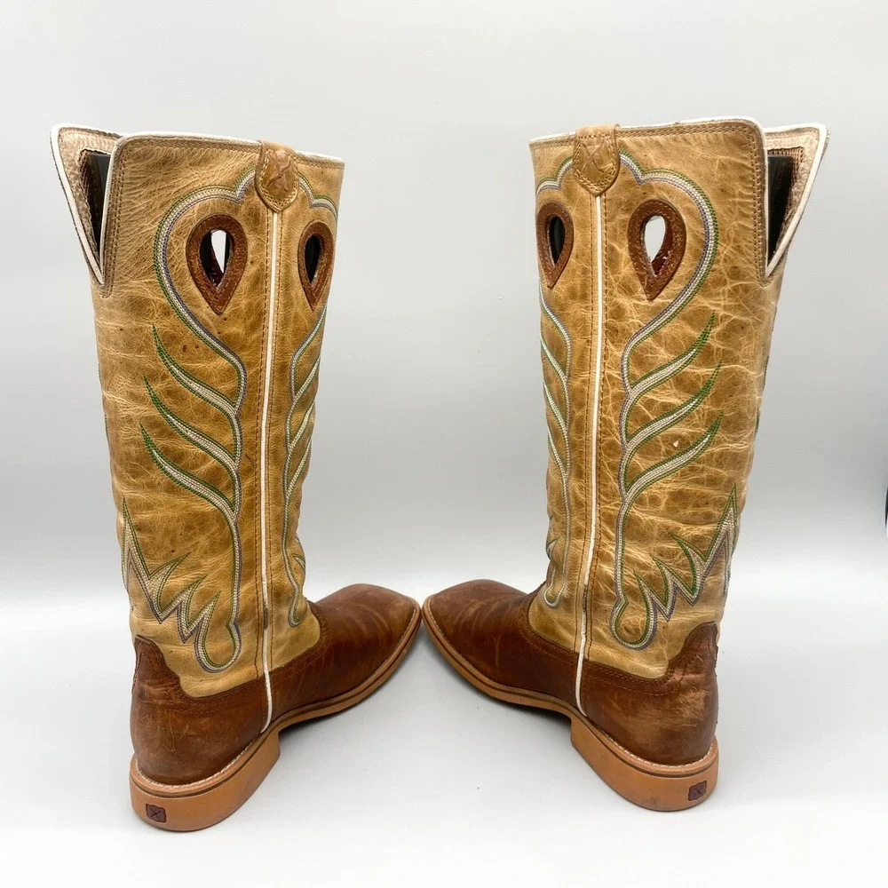 Twisted X Kids Buckaroo Western Boots Brown Tan Leather YBK0007 Size 3.5M